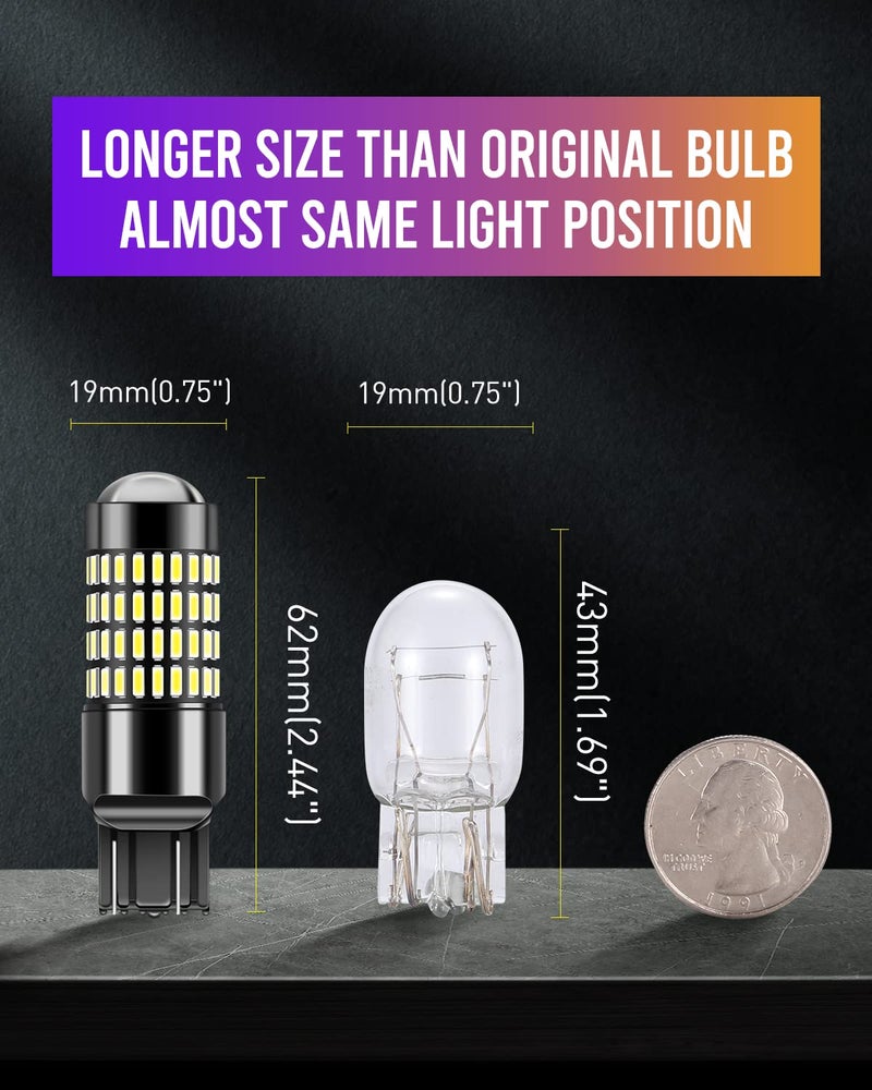 LUYED 7443 7440 LED Bulb 3400 Lumens Extremely Bright 4014 102-EX Chipsets 7441 7444 992 LED Bulbs with Projector for Backup Reverse Lights Tail Brake Signal Lights,Xenon White,Pack of 2 - Image 5